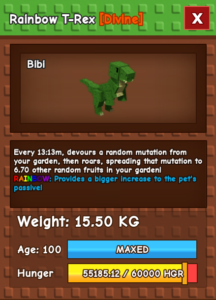 Rainbow t-rex - 15kg