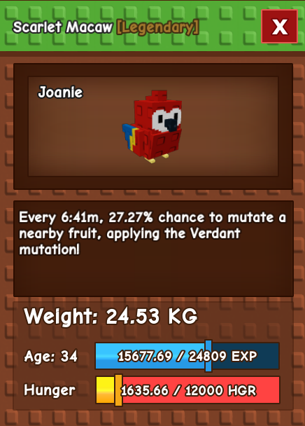 Huge Scarlet Macaw - 24kg - Max 61.32kg
